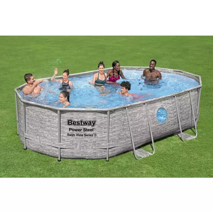 Каркасный бассейн Bestway 56946 BW, 488х305х107см "Ротанг" 7250л, песочный фильтр-насос, лестница, тент, попл.-доз. фото 3